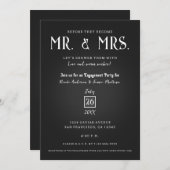 Black Caviar Elegant Mr. & Mrs. Engagement Party Einladung (Vorne/Hinten)