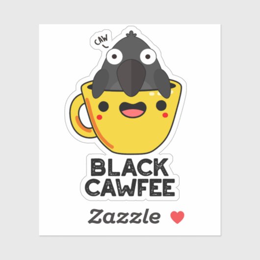 Black Cawfee Funny Crow Coffee Pub Aufkleber (Blatt)