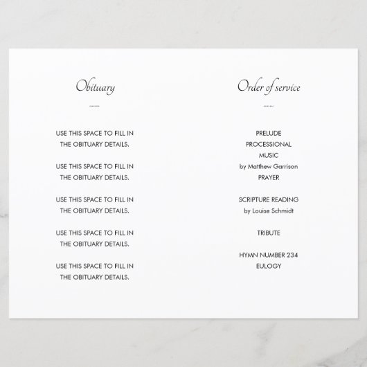 Black Celebration of Life Funeral Program Foto (Rückseite)