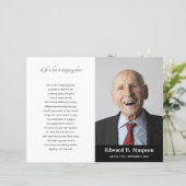 Black Celebration of Life Funeral Program Foto (Stehend Vorderseite)