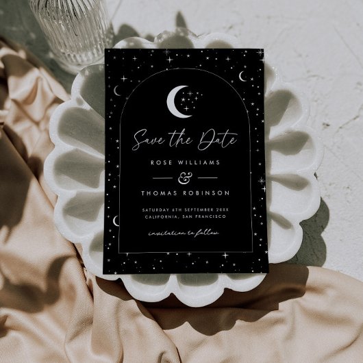 Black Celestial Arched Save the Date