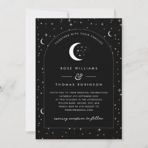 Black Celestial Arched Wedding Invitation Foto Einladung