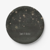 Black Celestial Dark Starry Sky Wirbel jedes Ereig Pappteller (Vorderseite)