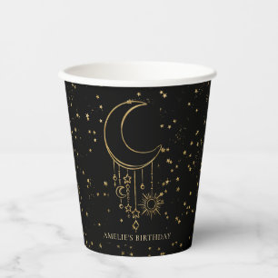 Black Celestial Star Moon Birthday Pappbecher