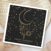 Black Celestial Star Moon Birthday Serviette