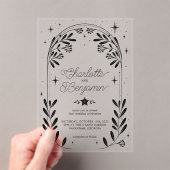 Black Celestial Starry Floral Arch Wedding Acryleinladungen (Insitu (Handheld))