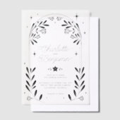 Black Celestial Starry Floral Arch Wedding Pergament Einladungen (Versetzt)