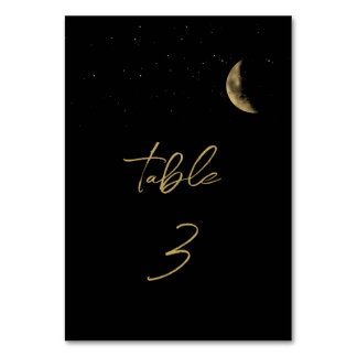 Black Celestial Wedding Tischnummer Sign