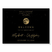 Black Celestial Wedding Welcome Sign