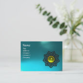 BLACK CELTIC BLUME YELLOW GEM MONOGRAM Aqua Visitenkarte (Stehend Vorderseite)