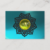 BLACK CELTIC BLUME YELLOW GEM MONOGRAM Aqua Visitenkarte (Rückseite)