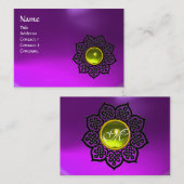 BLACK CELTIC BLUME YELLOW GEM MONOGRAMM Lila Visitenkarte (Vorne/Hinten)