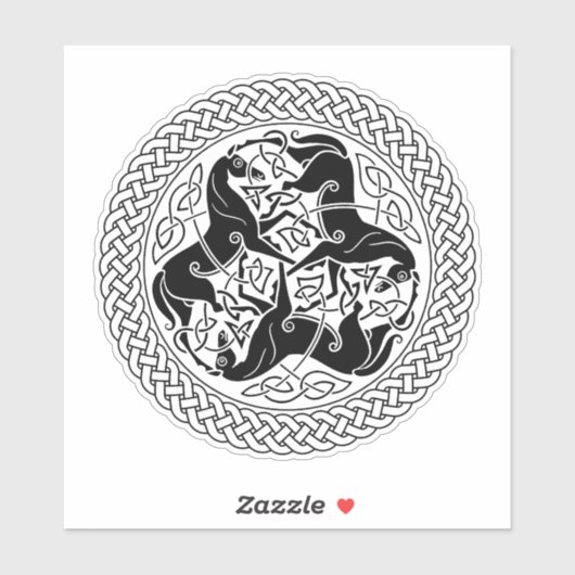 Black Celtic Epona Knoten mit Pferden Aufkleber (Blatt)