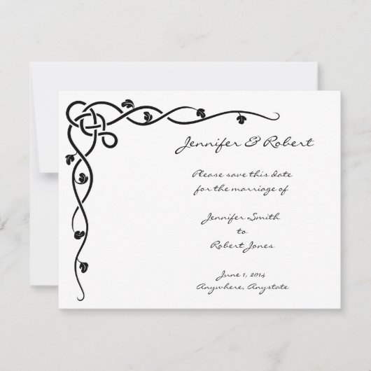 Black Celtic Knot Corner Save the Date (Vorderseite)