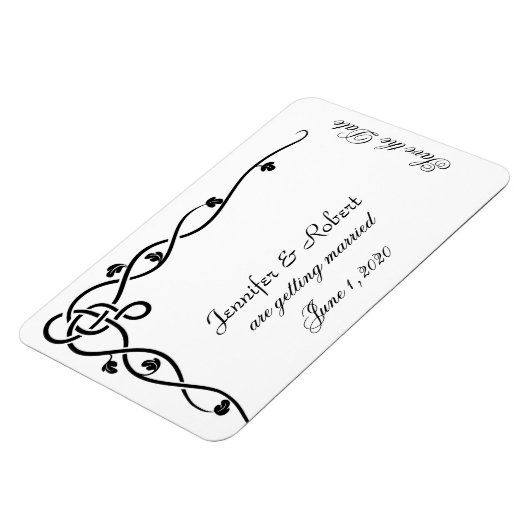 Black Celtic Knot Corner Save the Date Magnet (Linke Seite)