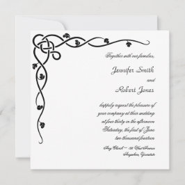 Black Celtic Knot Corner Vine Wedding Einladung