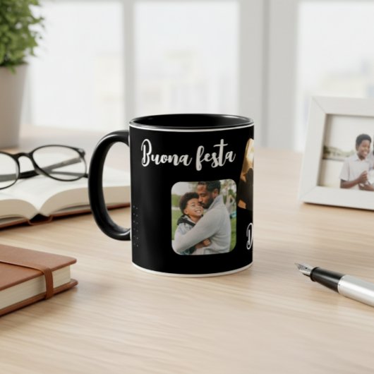Black Ceramic Personalized Mug for Dad - Elegant Tasse