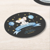 black chalk baby thank you elephant BALLOON Runder Pappuntersetzer (Angewinkelt)