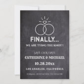 Black Chalk Board Diamond Rings Trendy Save The Date (Vorderseite)