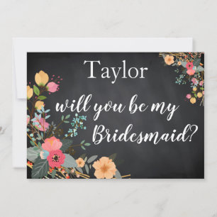 Black Chalk Board Floral Werden Sie meine Bridesma Einladung