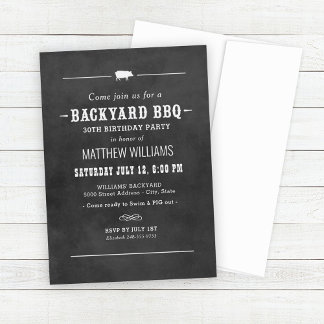 Black Chalkboard Backyard GRILLEN Birthday Party Einladung
