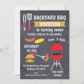 Black Chalkboard Backyard GRILLEN Einladung Geburt (Vorderseite)
