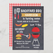 Black Chalkboard Backyard GRILLEN Einladung Geburt (Vorne/Hinten)
