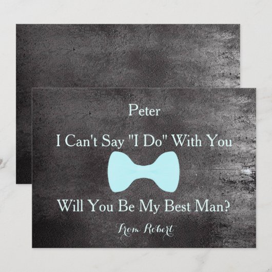 Black Chalkboard Bow Werden Sie mein Bestman Invit Einladung (Vorne/Hinten)