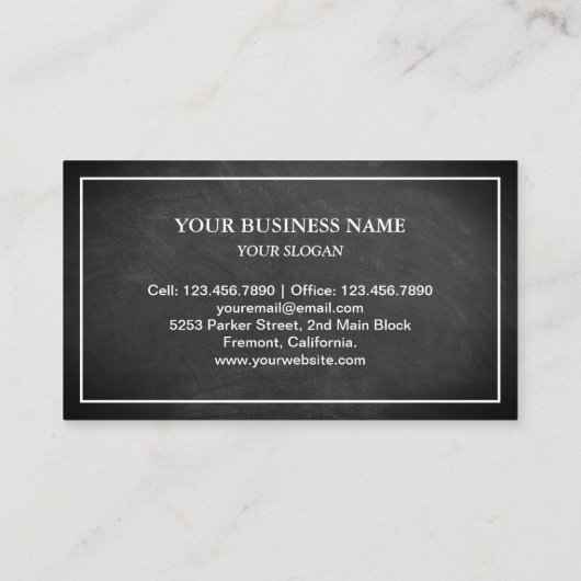 Black Chalkboard Elegante Blue Butterfly Visitenkarte (Rückseite)