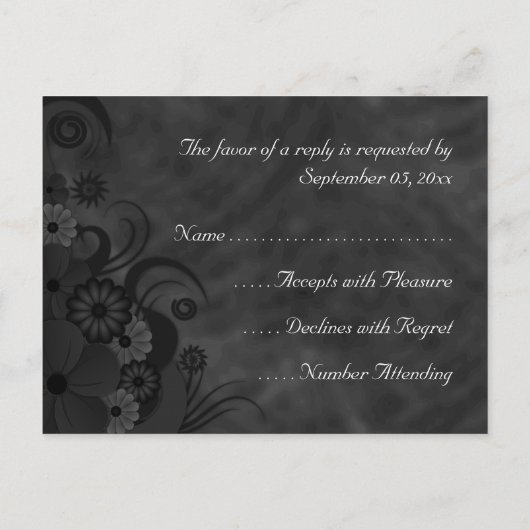 Black Chalkboard Floral Gothic UAWG Response Card Einladungspostkarte (Rückseite)