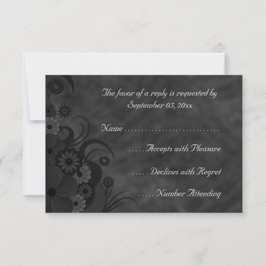 Black Chalkboard Floral Gothic UAWG Response Card RSVP Karte (Rückseite)