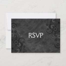 Black Chalkboard Floral Gothic UAWG Response Card RSVP Karte