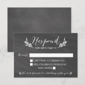 Black Chalkboard Floral Wedding RSVP Card Karte (Vorne/Hinten)