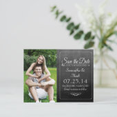 Black Chalkboard-Foto Save the Date Ankündigungspostkarte (Stehend Vorderseite)