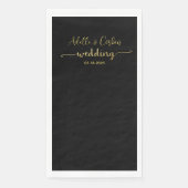 Black Chalkboard & Gold Calligraphy Wedding Serviette (Vorderseite)