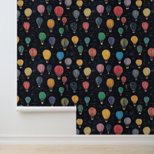 Black Chalkboard Hot Air Ballon Kindergarten Wand
