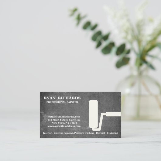Black Chalkboard House Painting Business Card Visitenkarte (Stehend Vorderseite)