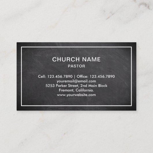 Black Chalkboard Jesus Christus Cross Pastor Visitenkarte (Rückseite)