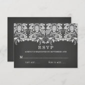 Black Chalkboard & Lace RSVP Card (Vorne/Hinten)