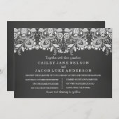 Black Chalkboard & Lace Wedding Einladung (Vorne/Hinten)