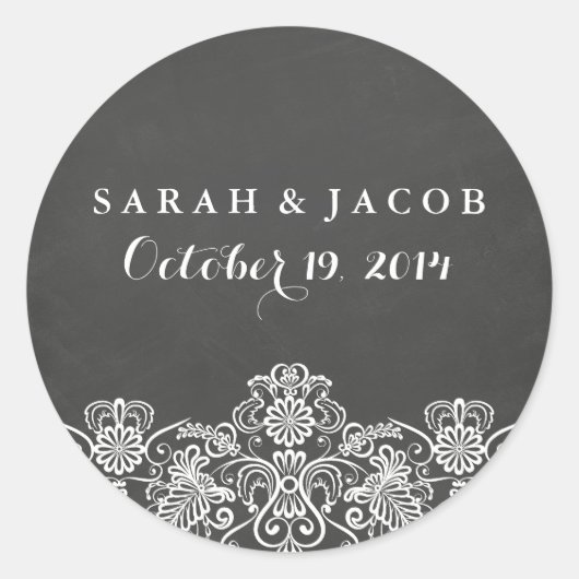Black Chalkboard & Lace Wedding Sticker (Vorderseite)