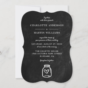 Black Chalkboard Mason Jar Wedding Einladung