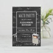 Black Chalkboard Mathemas Formeln Kinder Geburtsta Einladung (Stehend Vorderseite)