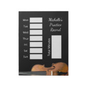 Black Chalkboard Musical Violin Practice Record Notizblock (Rotiert)