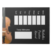 Black Chalkboard Musical Violin Practice Record Notizblock (Vorderseite)