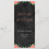 Black Chalkboard Pink Floral Wedding Program Cards Programm (Vorderseite)