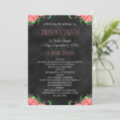 Black Chalkboard Pink Floral Wedding Programm (Stehend Vorderseite)