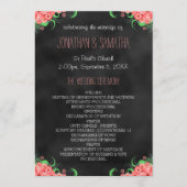 Black Chalkboard Pink Floral Wedding Programm (Vorderseite)