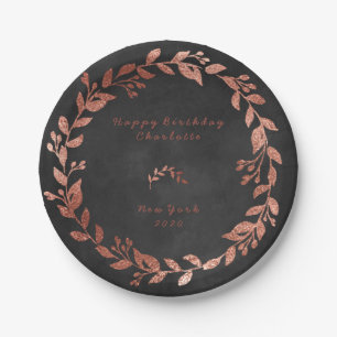 Black Chalkboard Pink Rose Gold Grau Weihnachten Pappteller