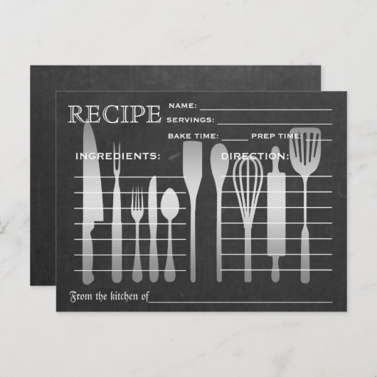 Black Chalkboard Retro Rezept Card Küche Tools Postkarte (Vorne/Hinten)